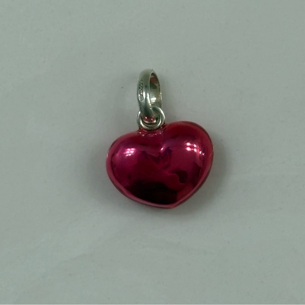 Euc Links Of London Sterling Silver Dark Pink Enamel Heart Charm 80$